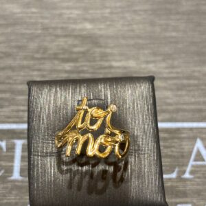 anello dedica argento 925% yellow gold cristallini  bianchi