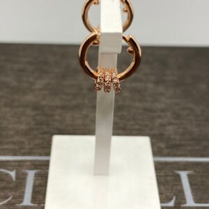 Orecchini mini cerchio e anellini in argento  925% rose gold e cristalli bianchi