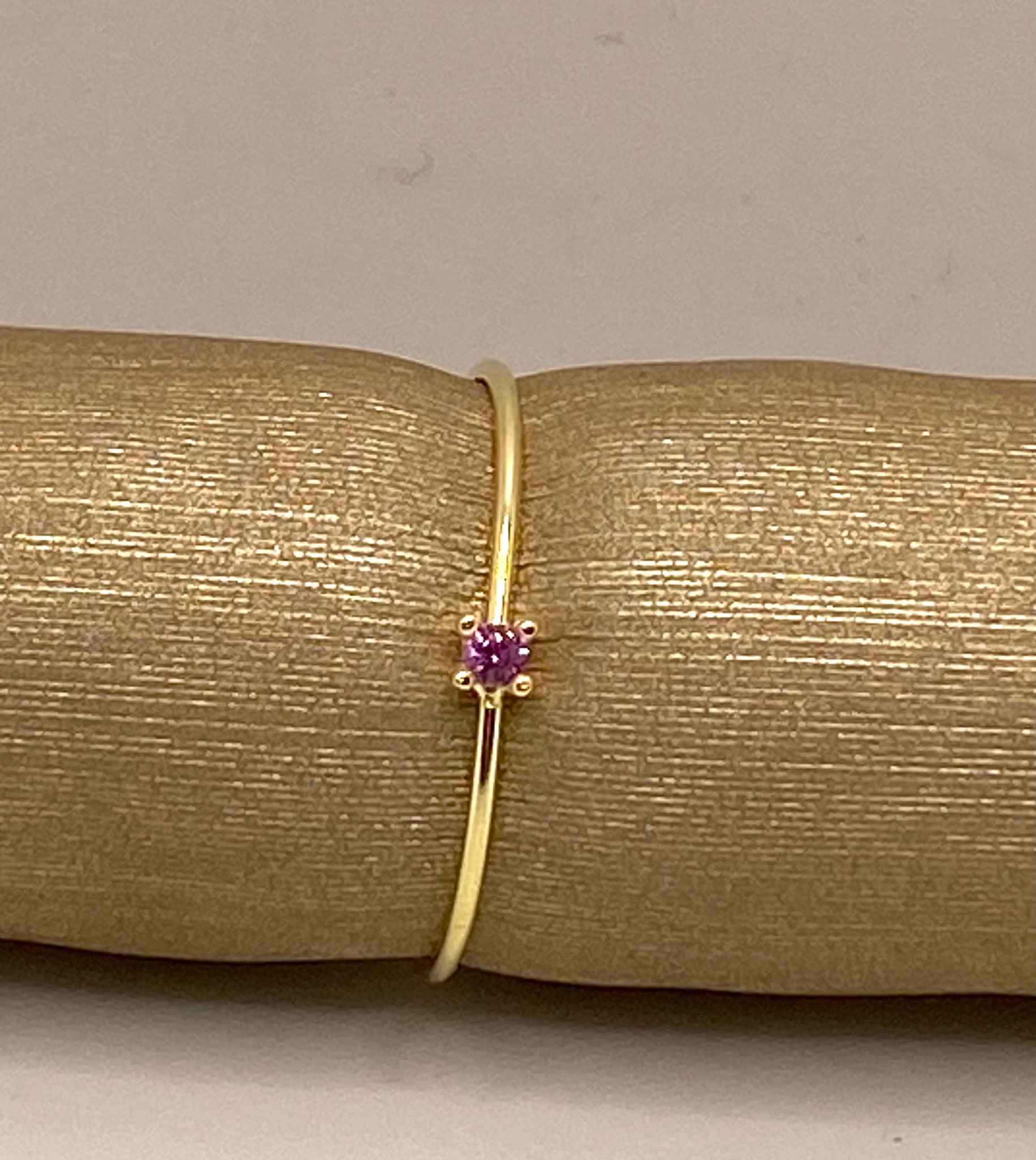 anello THIN RINGS argento 925% yellow gold, cristallo rosa