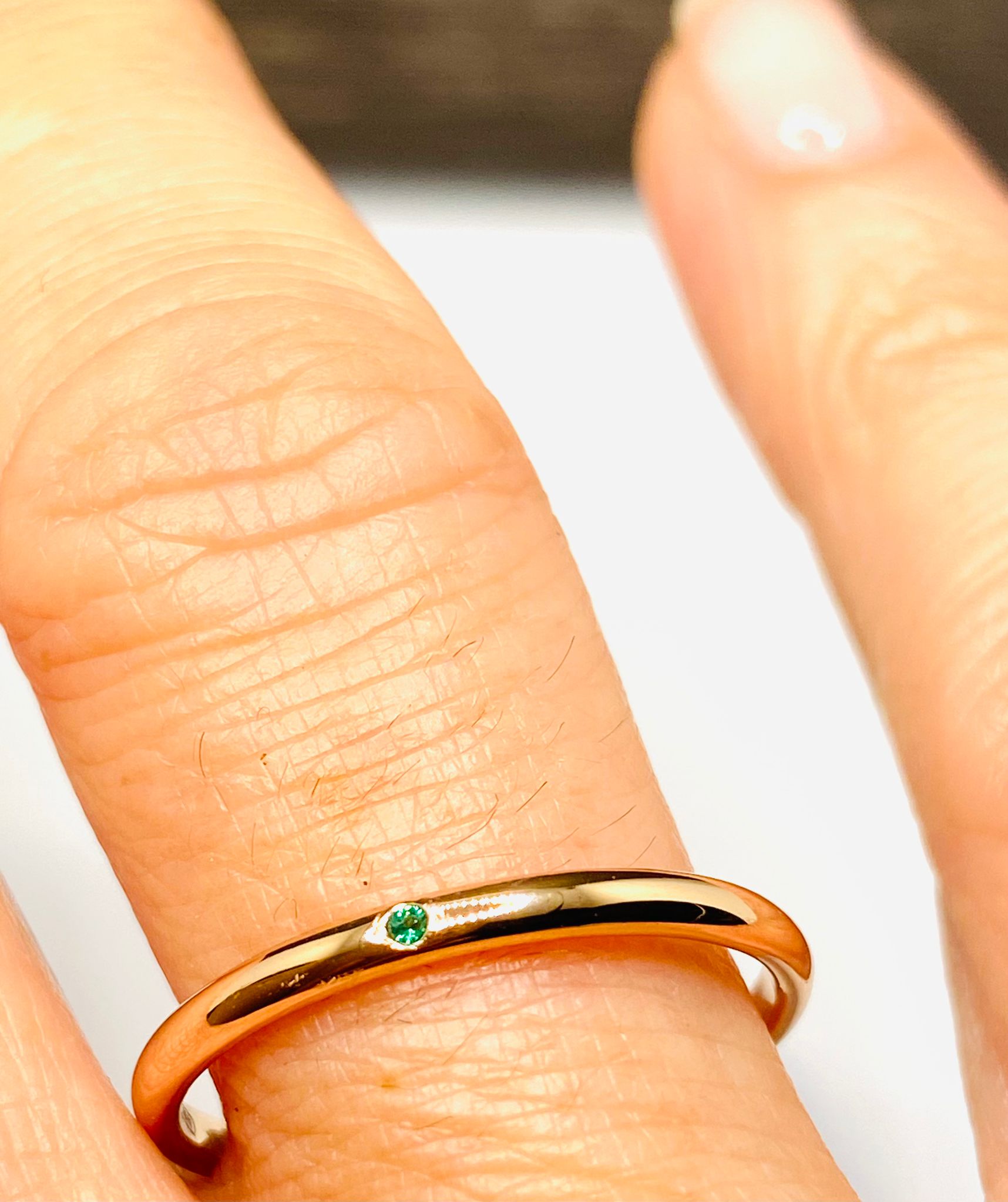anello MIDI RINGS argento 925% rose gold, cristallo verde