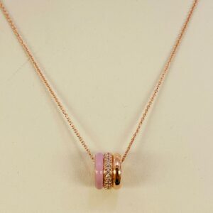 LABRIORO argento 925% rose gold smalto rosa e cristalli
