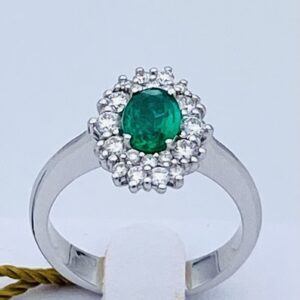 Anello smeraldo e diamanti in oro bianco 750% ART. 0478A-S
