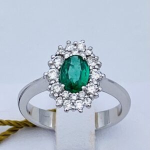 Anello smeraldo e diamanti in oro bianco 750% ART. 0478A-S