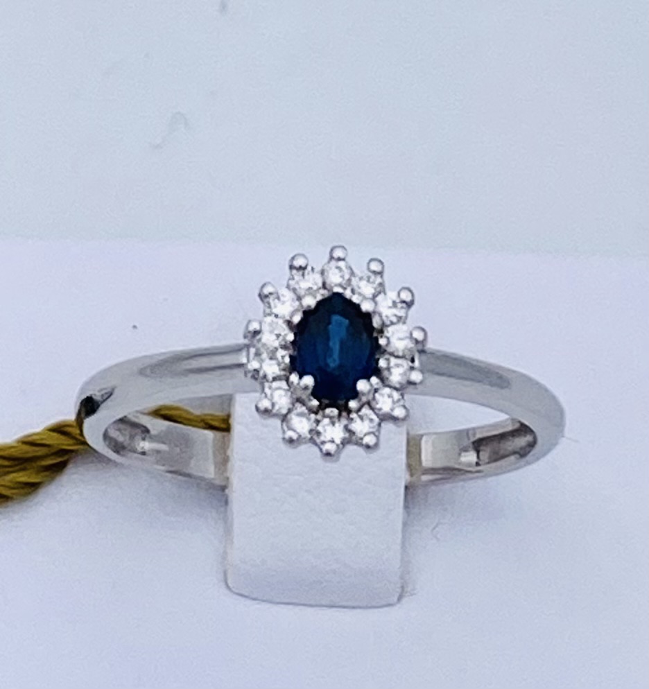 Diamond sapphire ring in white gold 750% ART. AN1764