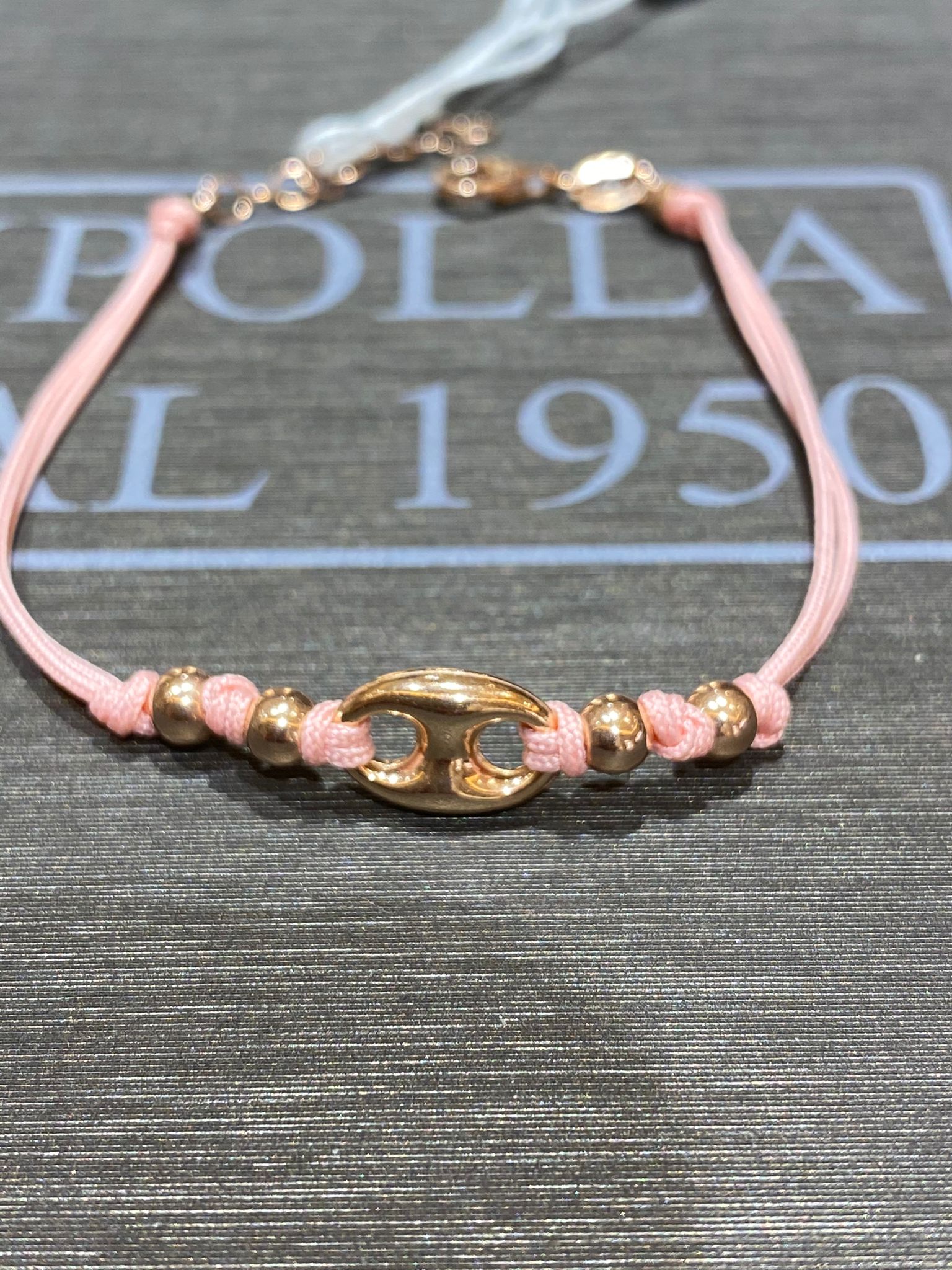 bracciale cordino rosa argento 925% rose gold