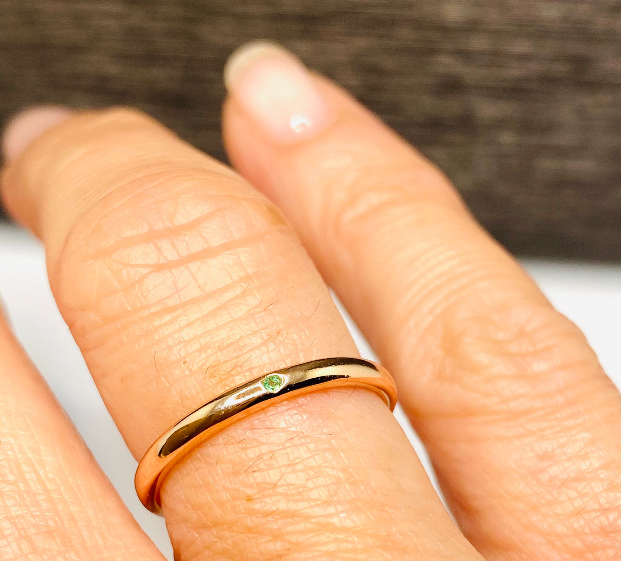 anello MIDI RINGS argento 925% rose gold, cristallo verde.