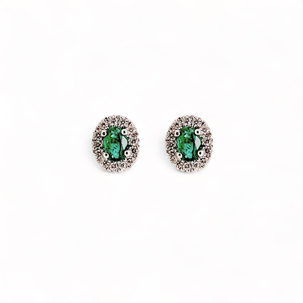 emerald earrings white gold 750% diamonds 0.38 ct color F/vvs1 emeralds Colombia 0.95 ct