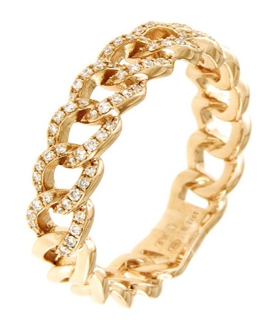 Rose gold chain knit diamond ring Art. 104XA00442QQGD PINK
