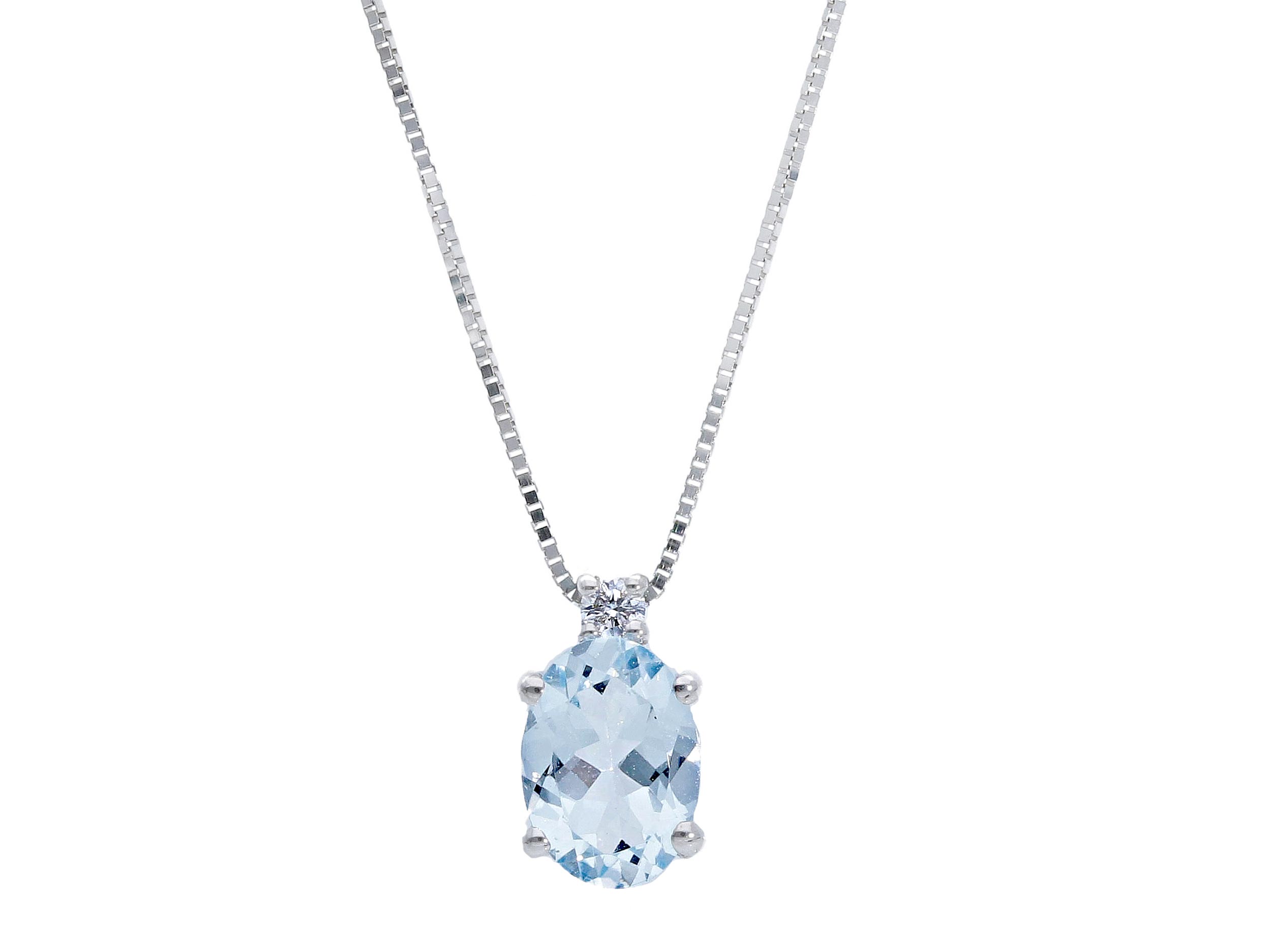 Round neck pendant with aquamarine and diamonds Art.189900