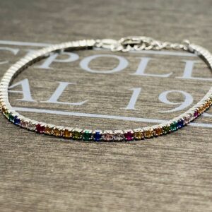 Bracciale tennis argento e cristalli multicolor