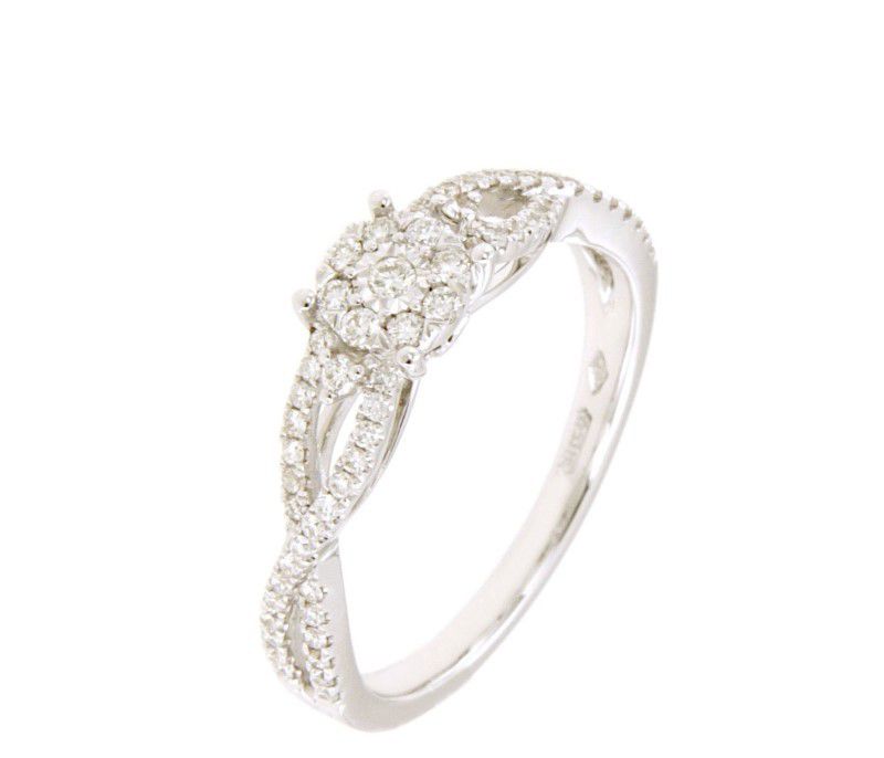 Solitaire ring with diamond pavé in white gold Art.BS31255R52