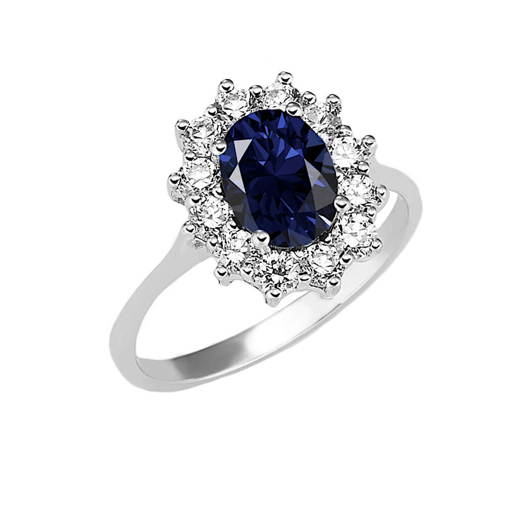 Anello in oro bianco zaffiro e diamanti BON TON art. AN1343
