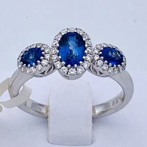 Diamond sapphire trilogy ring in white gold 750% ART. RF06289BS-01