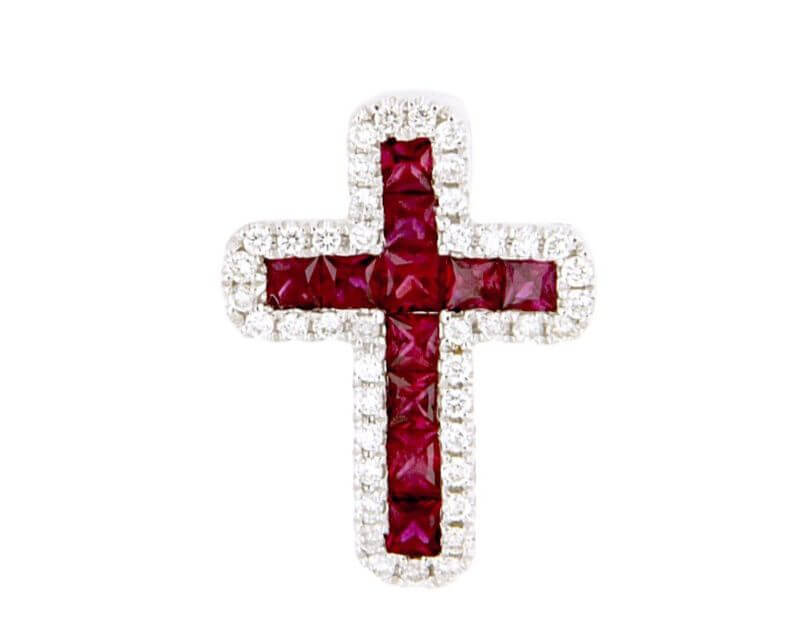 Girocollo con pendete croce rubini e diamanti BELLE EPOQUE art. P00065WB04