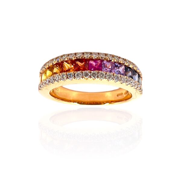 Rainbow ring sapphires and diamonds art. R00376RB11