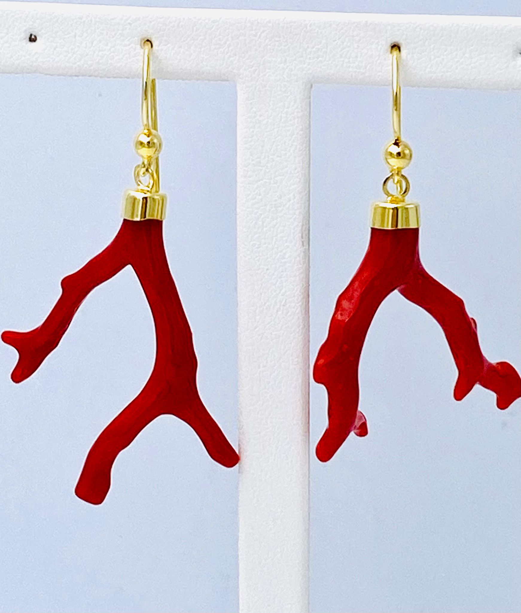 Red Coral Branches Earrings Art. ANCOR1