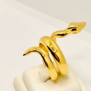 Golden bronze snake ring art.BRASP1