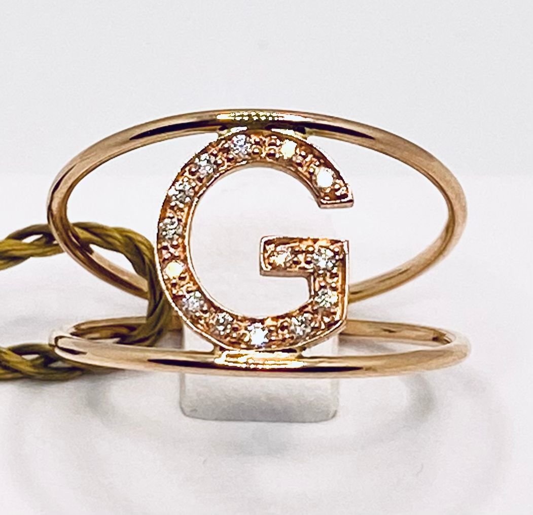 Initial gold ring art.AN-G R