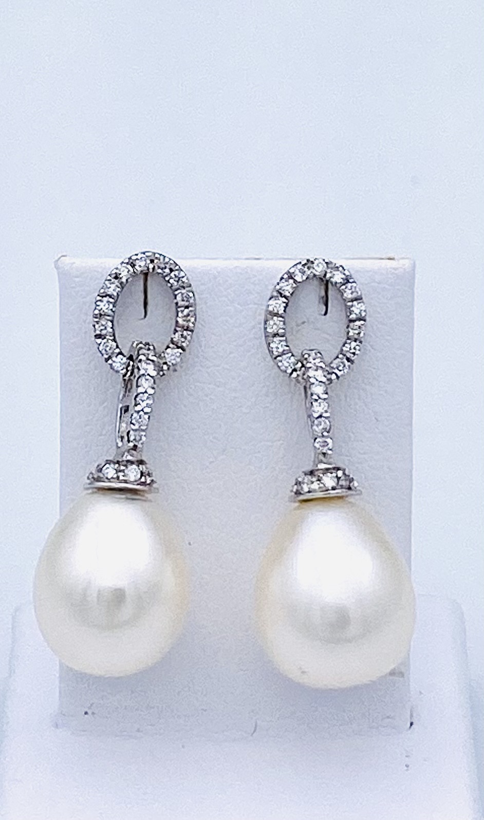 Orecchini perle diamanti oro bianco  art.ORP238-2