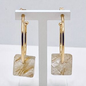 Orecchini in bronzo con quarzo rutilato