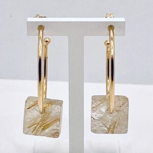 Rutilated Quartz Bronze Earrings