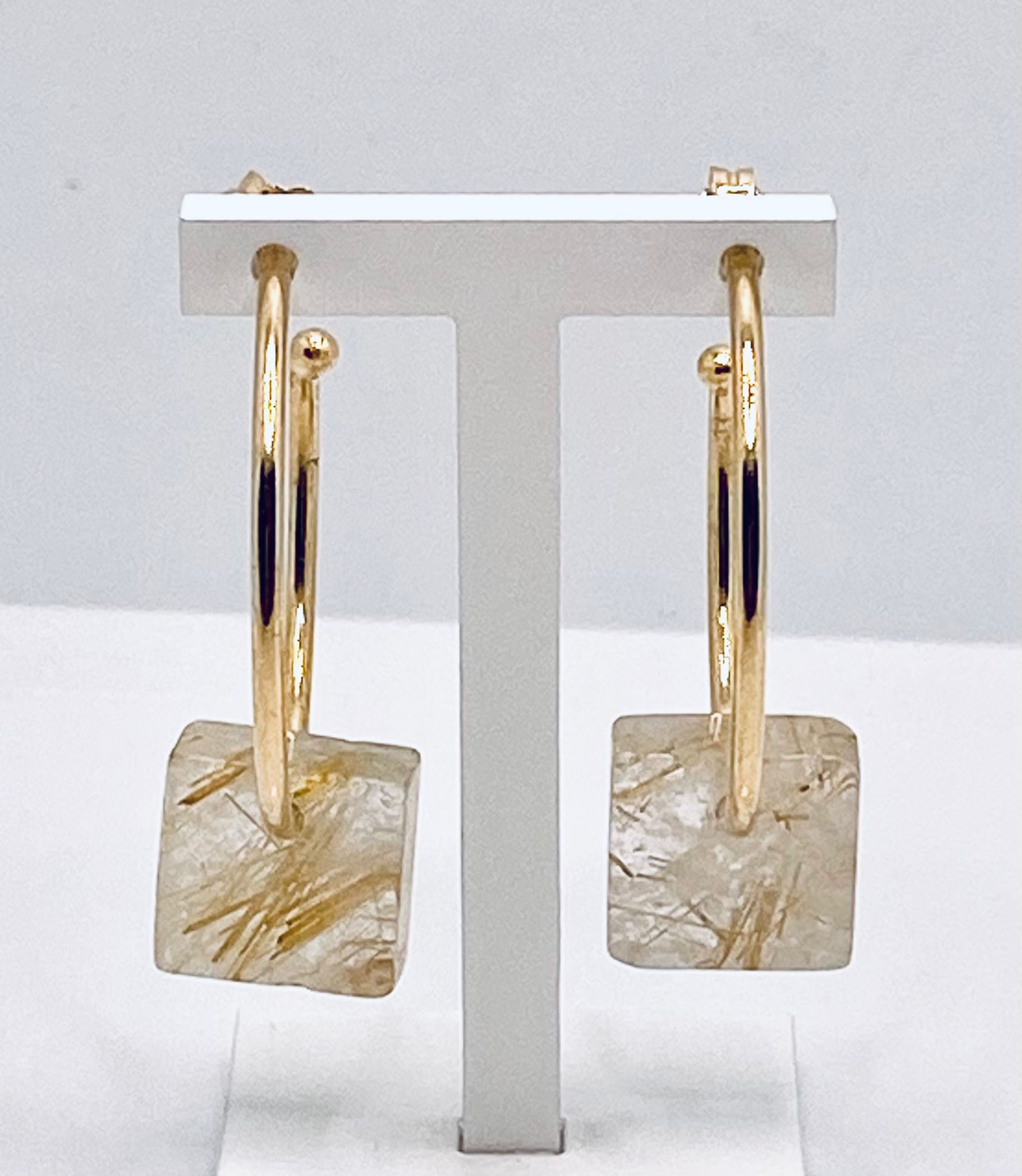 Rutilated Quartz Bronze Earrings