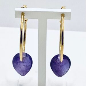 Bronze earrings with amethyst art.BRCP4