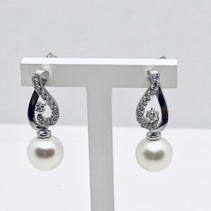 Earrings with pearls and diamonds art.ORP201-1