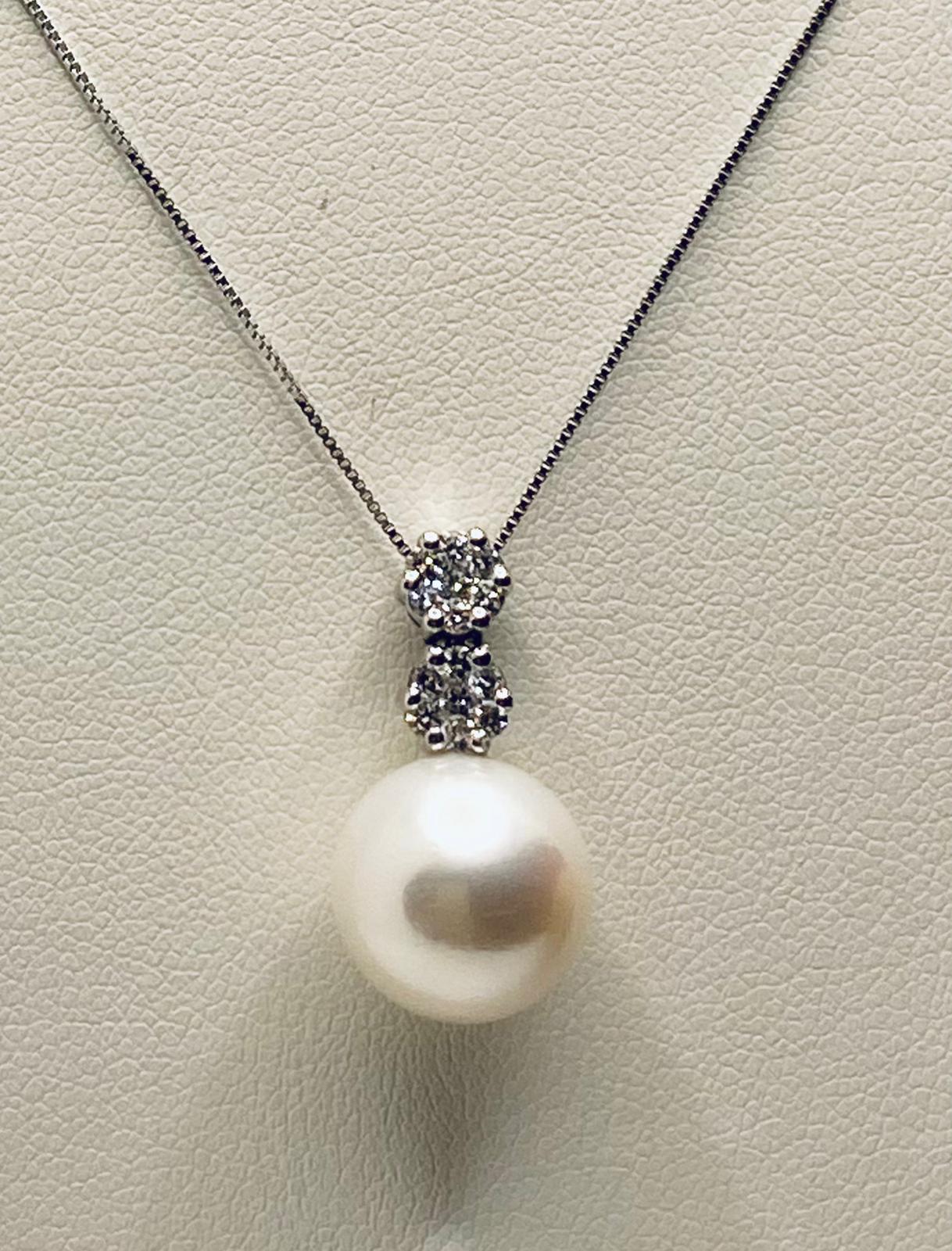 Round neck with pearl and diamond pendant art.CDP44-2