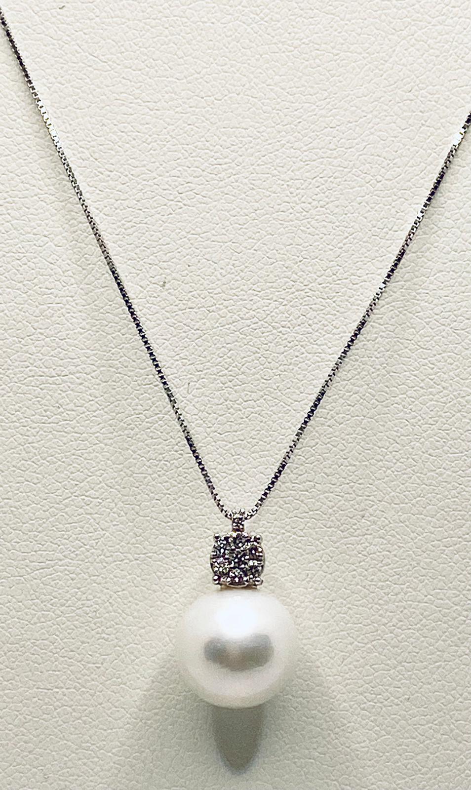 Round neck with pearl pendants and diamonds art.CDP58-1