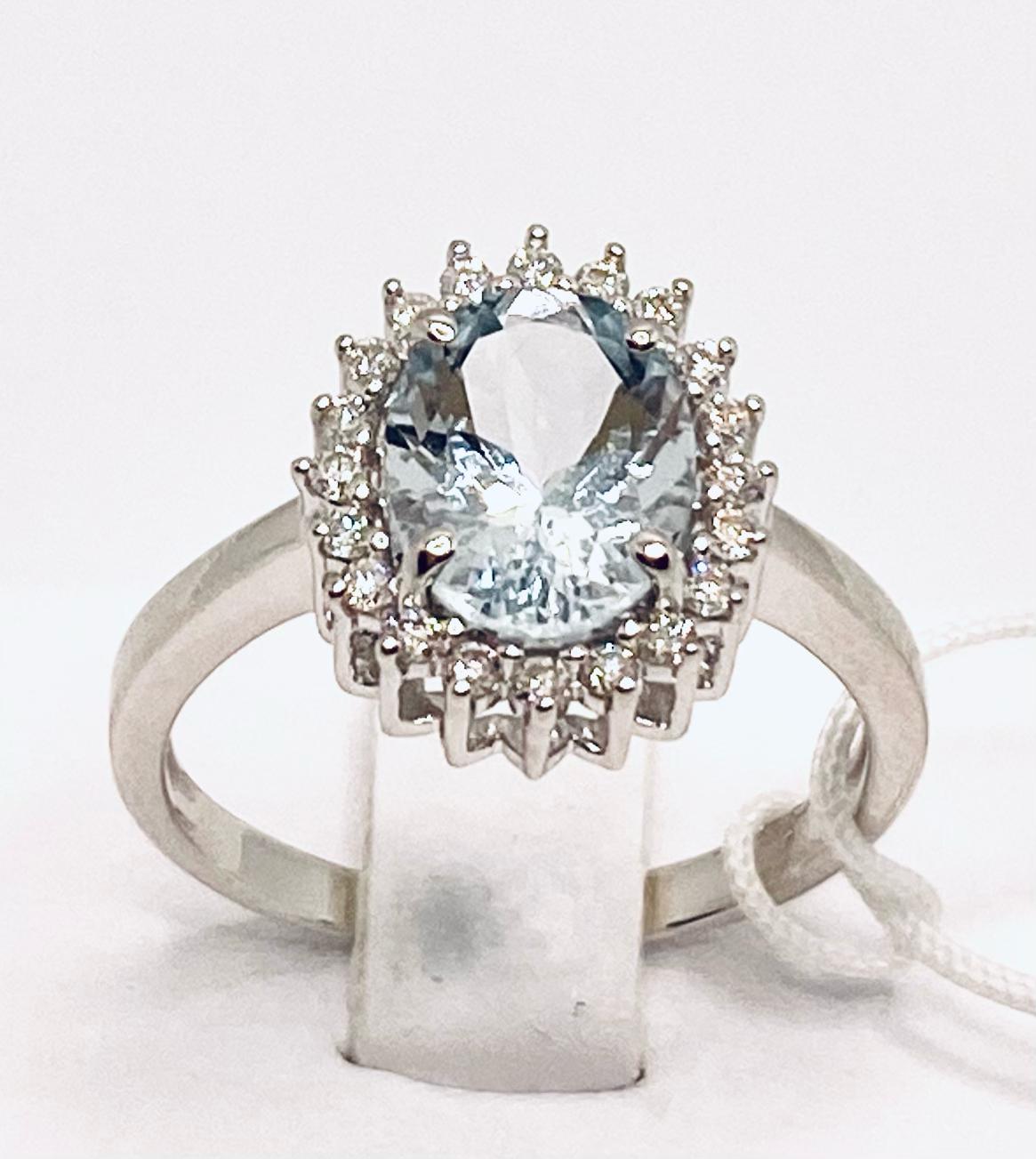 Ring with aquamarine and diamonds Art.199269