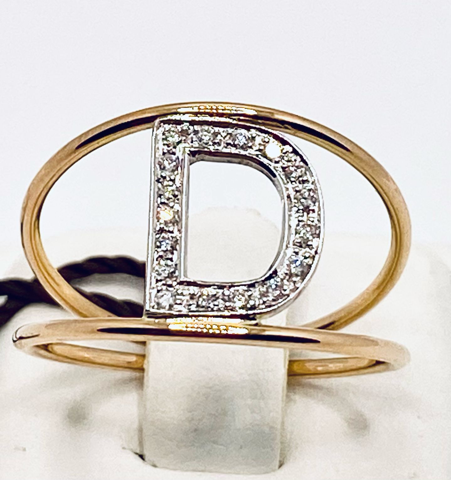 Initial rose gold ring art.AN-D R