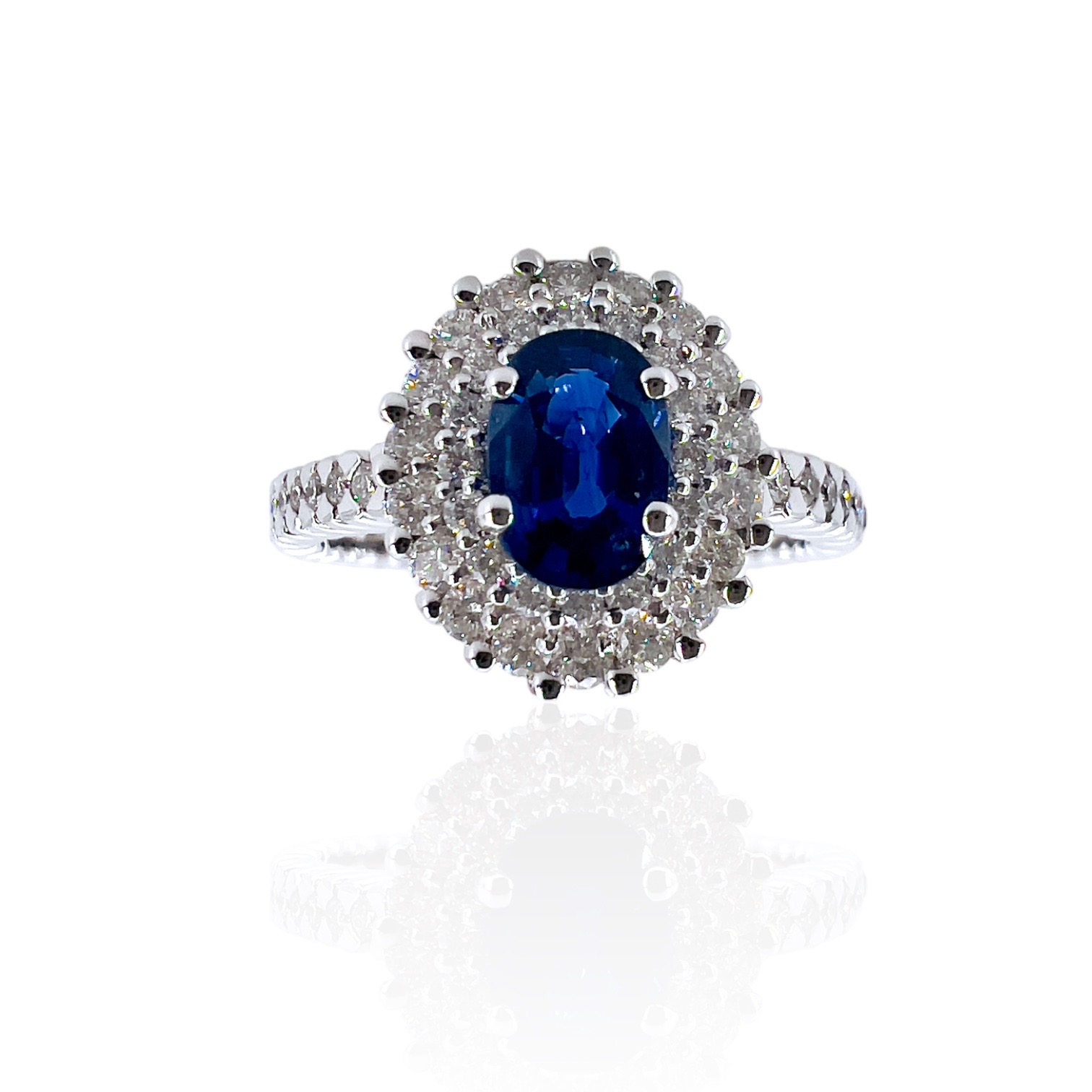 Ring with sapphire and diamonds and gold BON TON art. AN810