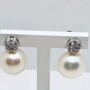 Orecchini di perle e diamanti oro bianco 750% art.ORP199-16