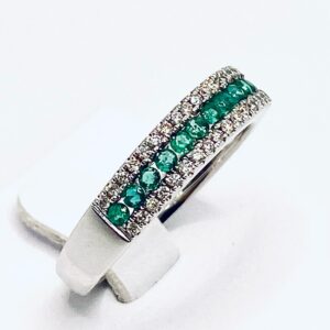 Anello veretta con smeraldi e diamanti art.80011R03W