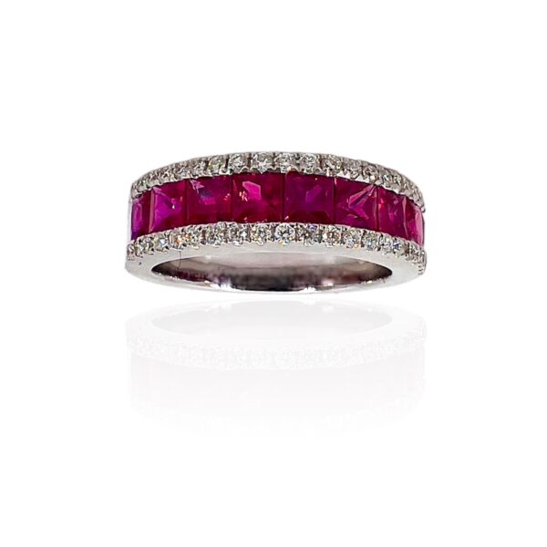 Veretta ring with rubies cut princess BELLE EPOQUE art. RFX1693RU02