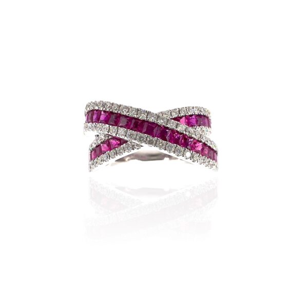 Veretta ring with diamond and gold rubies art. 290015R7001WAP
