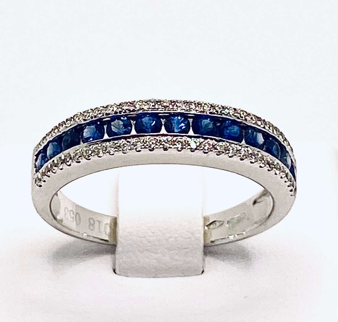 Sapphire and diamond veretta ring art. R37E04-6