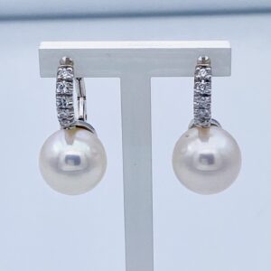 Orecchini perle oro bianco 750% diamanti art.ORP259-3