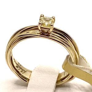 Filodellavita Solitario 7 fili in Oro Giallo 9kt con Diamante  Natural Fancy yellow da 0,27ct S1