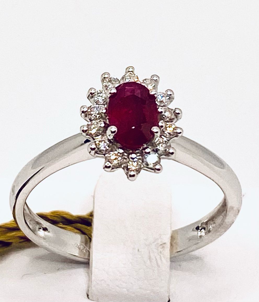 Ruby ring diamonds and gold BON TON art. AN1821