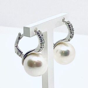 Orecchini perle oro bianco 750% diamanti art.ORP259-3
