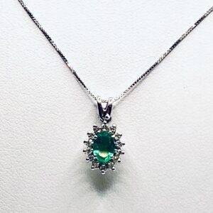 Pendente con diamanti e smeraldo BON TON  Art.CD587