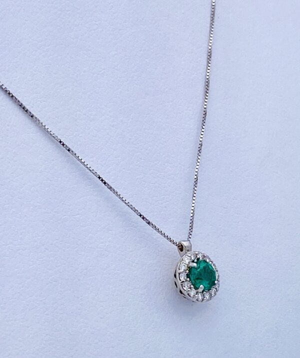 Pendente smeraldo diamanti  oro bianco 750 % Art.CD470