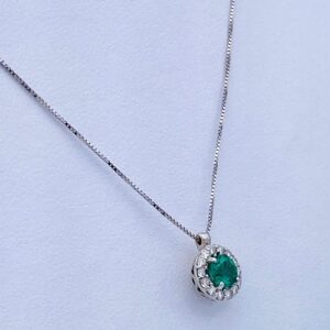 Pendente smeraldo diamanti  oro bianco BELLE EPOQUE Art.CD470