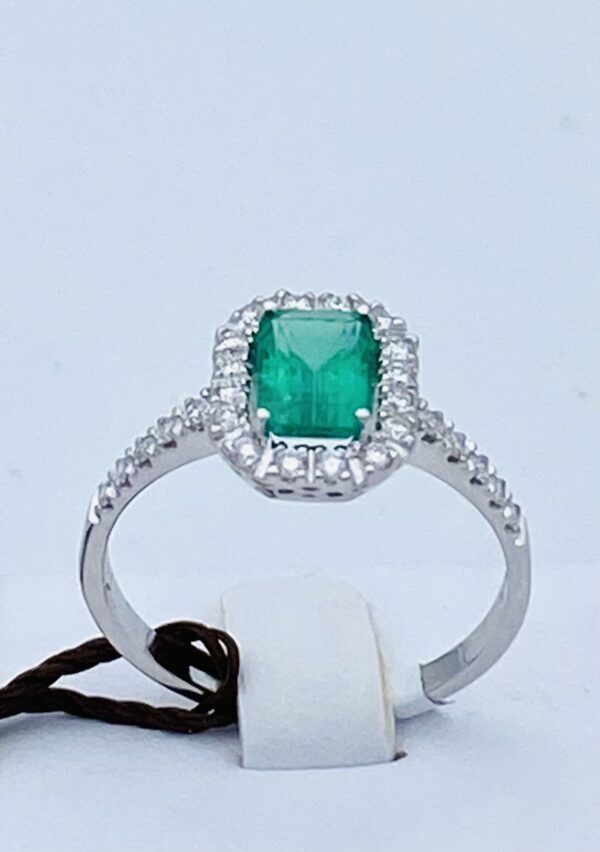 Anello smeraldo diamanti  oro bianco 750 % art.AN2362