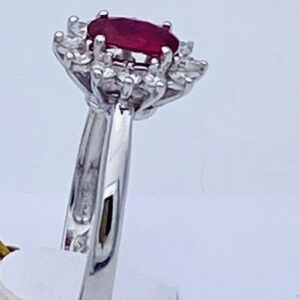 Anello diamanti  rubino oro bianco  750 % Art.AN2190