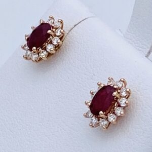 Orecchini rubini diamanti oro rosa 750 % Art.OR1276