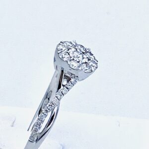 Anello solitario pavè di diamanti oro bianco 750% art.B1A1210