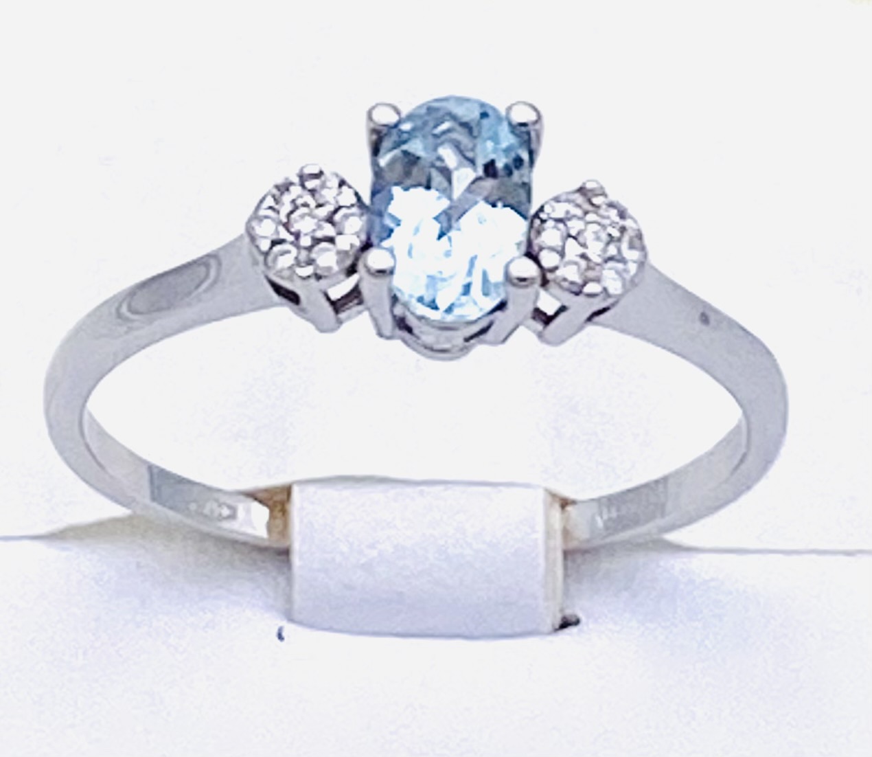 Aquamarine ring diamonds white gold 750% Art.PDA4143
